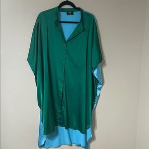 lala Green and Blue Kaftan Maxi Dress